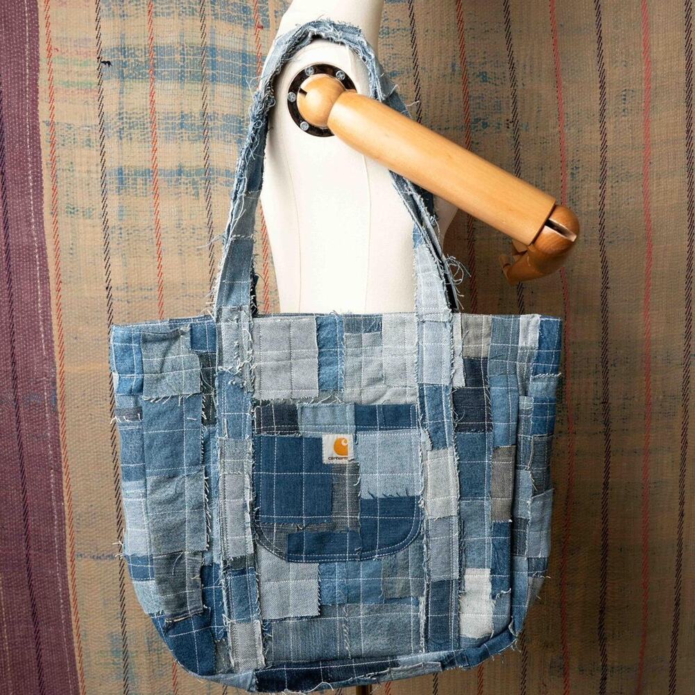 Custom upcycled carhartt tote bag / patchwork tote bag